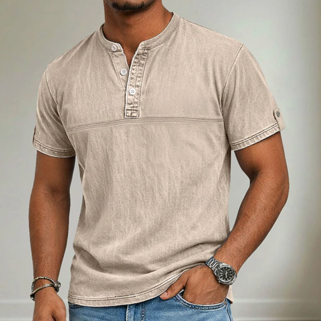 Noah | Stand Collar Short Sleeve Henley