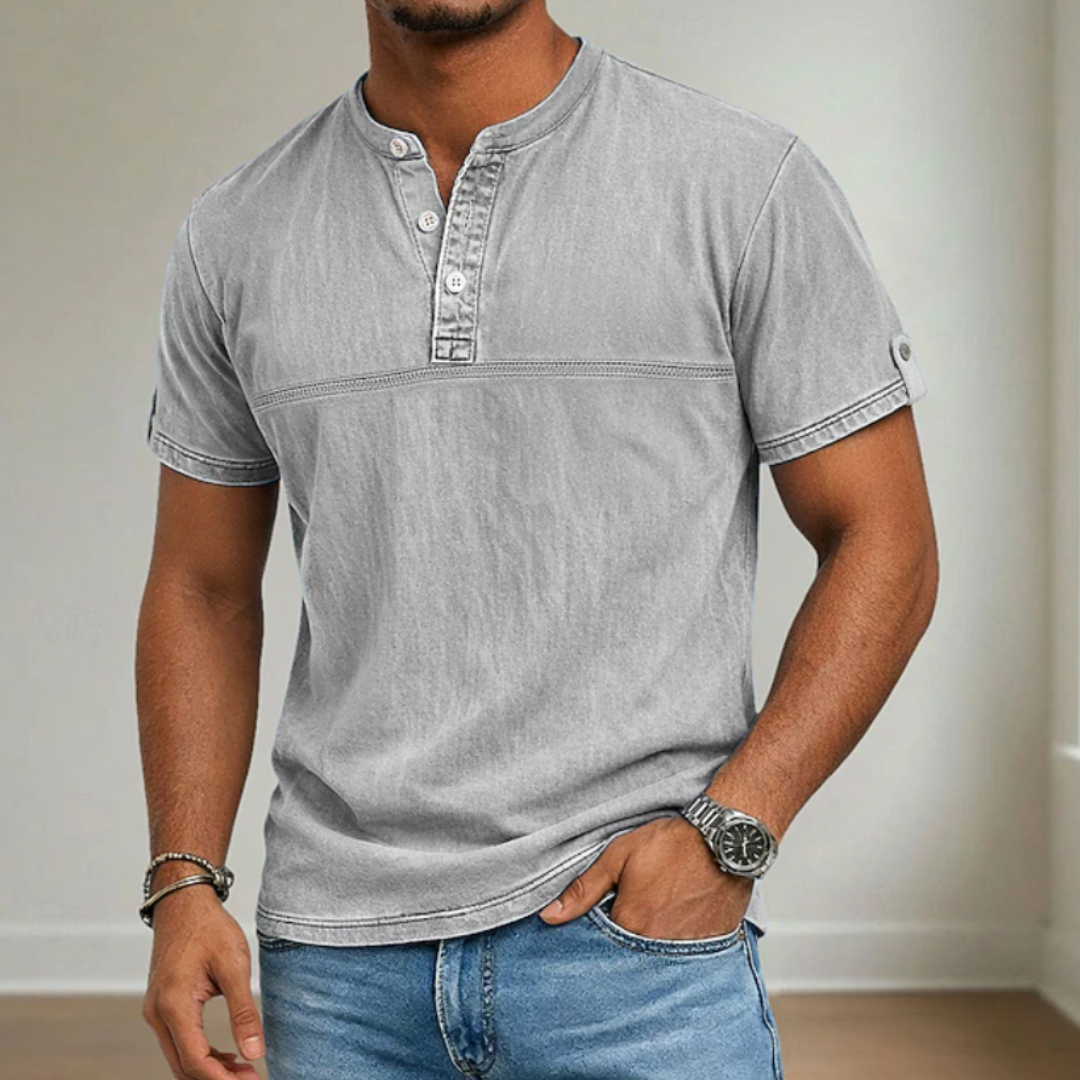 Noah | Stand Collar Short Sleeve Henley