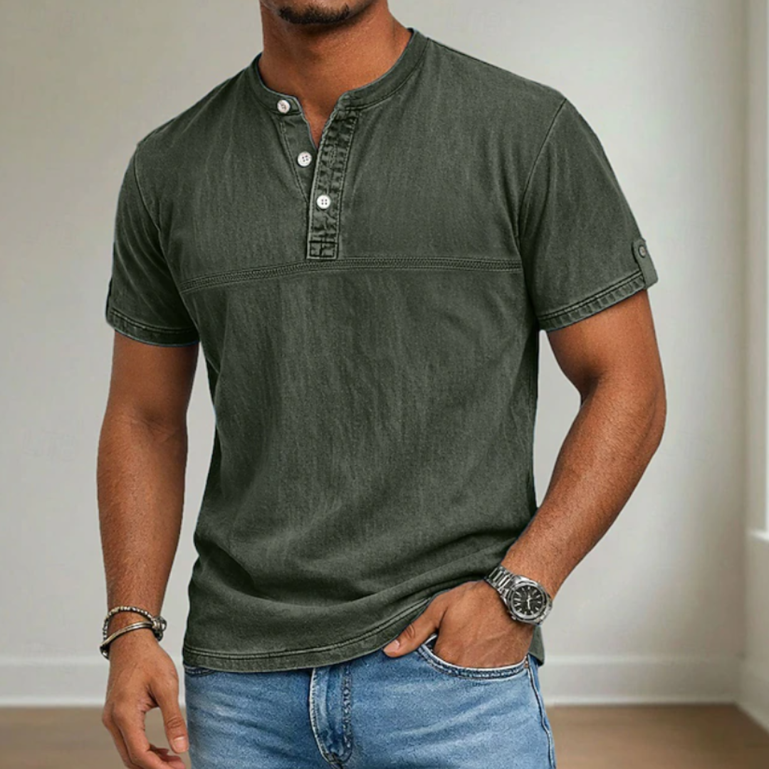 Noah | Stand Collar Short Sleeve Henley