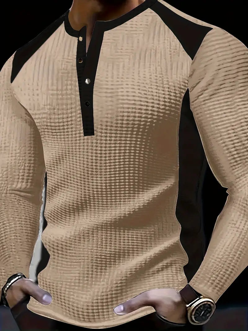 Kyran | Waffle Long Sleeve Henley Shirt