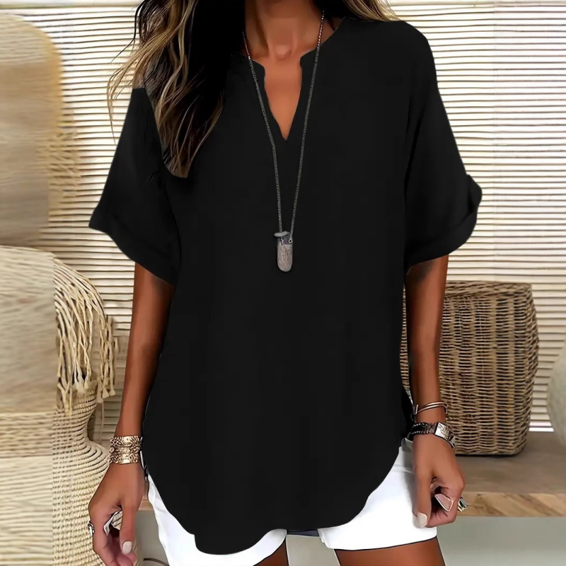 🌸Spring Sale 50% OFF👕Fashion Loose Solid Color Short Sleeve Top